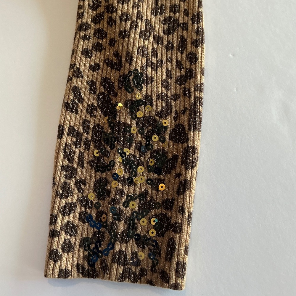 Chico's 3 Leopard Cheetah Animal Metallic Sweater Top Sequins Bling Shimmer XL - Picture 4 of 13